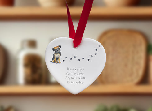 Border Terrier Walk Beside Us Ceramic Heart
